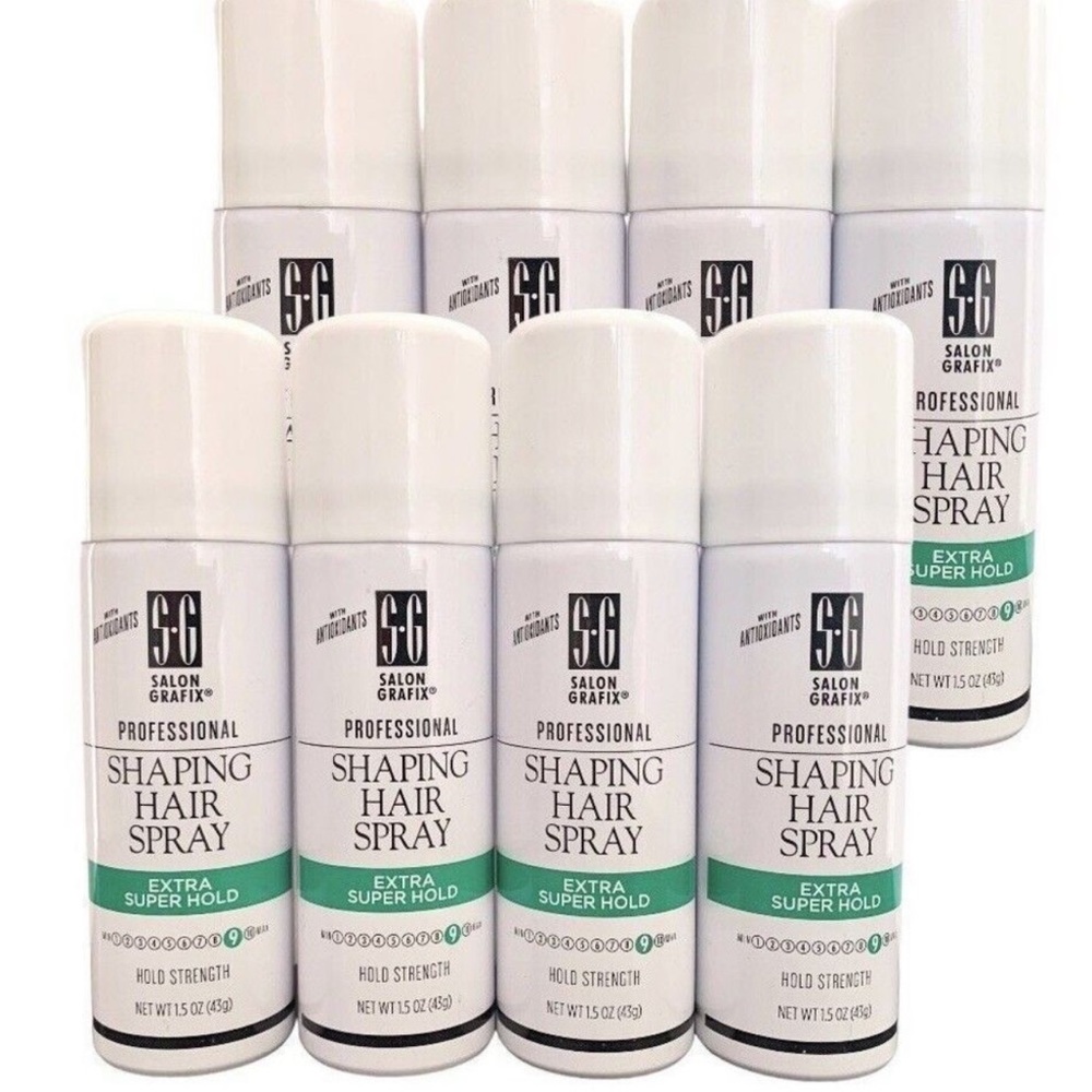 8X Salon Grafix Shaping Xtra Hair Spray Extra Super Hold 1.5oz Each Travel Size